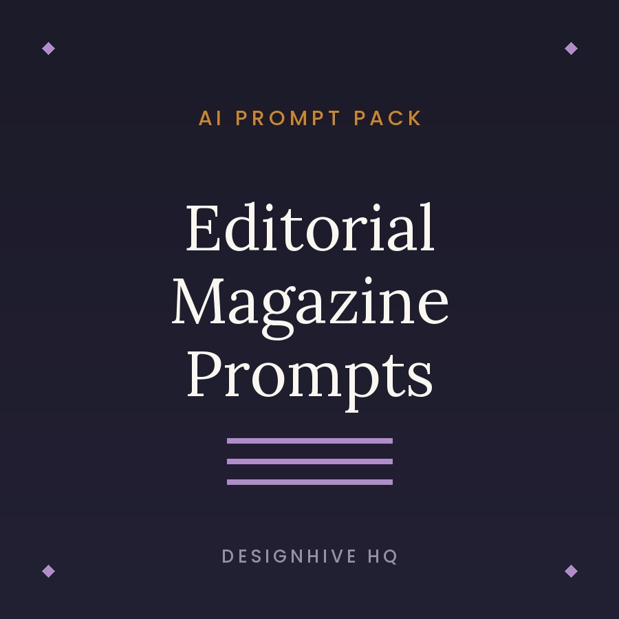 Editorial magazine style AI photo prompt pack