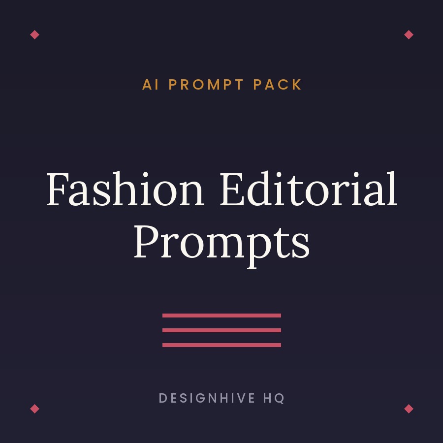 Fashion editorial lookbook AI prompt pack
